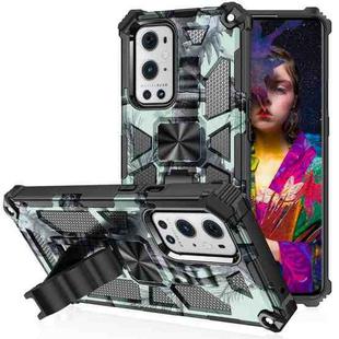 For OPPO A74 / A93 5G Camouflage Armor Shockproof TPU + PC Magnetic Protective Case with Holder(Light Green)