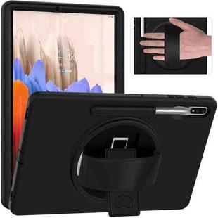 For Samsung Galaxy Tab S8+ / Tab S8 Plus /  Tab S7 FE / Tab S7+ SM-T970 360 Degree Rotation PC + TPU Protective Case with Holder & Hand-strap & Pen Slot(Black)