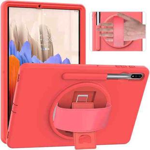 For Samsung Galaxy Tab S8+ / Tab S8 Plus /  Tab S7 FE / Tab S7+ SM-T970 360 Degree Rotation PC + TPU Protective Case with Holder & Hand-strap & Pen Slot(Pink)
