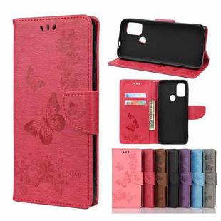 For Motorola Moto G30 Butterflies Embossing Horizontal Flip Leather Case with Holder & Card Slots & Wallet(Red)