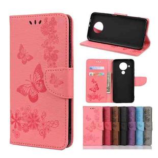 For Nokia 5.4 Butterflies Embossing Horizontal Flip Leather Case with Holder & Card Slots & Wallet(Pink))