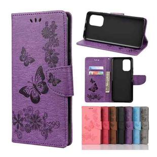 For Xiaomi Redmi Note 10 Butterflies Embossing Horizontal Flip Leather Case with Holder & Card Slots & Wallet(Purple)