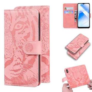 For OPPO Realme V11 5G Tiger Embossing Pattern Horizontal Flip Leather Case with Holder & Card Slots & Wallet(Pink)