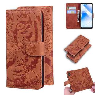For OPPO Realme V11 5G Tiger Embossing Pattern Horizontal Flip Leather Case with Holder & Card Slots & Wallet(Brown)