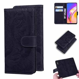 For OPPO A94 5G / F19 Pro Plus 5G Tiger Embossing Pattern Horizontal Flip Leather Case with Holder & Card Slots & Wallet(Black)