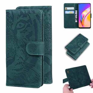 For OPPO Reno5 Z Tiger Embossing Pattern Horizontal Flip Leather Case with Holder & Card Slots & Wallet(Green)