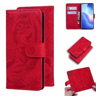 For OPPO Find X3 Neo / Reno5 Pro+ 5G Tiger Embossing Pattern Horizontal Flip Leather Case with Holder & Card Slots & Wallet(Red)