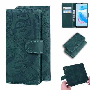 For OPPO Realme C20 Tiger Embossing Pattern Horizontal Flip Leather Case with Holder & Card Slots & Wallet(Green)