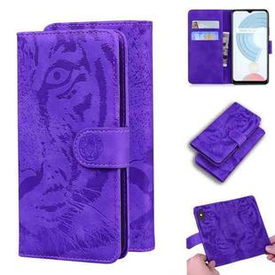 For OPPO Realme C21 Tiger Embossing Pattern Horizontal Flip Leather Case with Holder & Card Slots & Wallet(Purple)