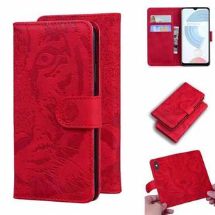 For OPPO Realme C21 Tiger Embossing Pattern Horizontal Flip Leather Case with Holder & Card Slots & Wallet(Red)