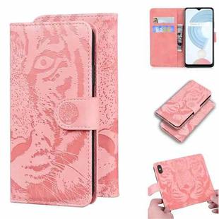 For OPPO Realme C21 Tiger Embossing Pattern Horizontal Flip Leather Case with Holder & Card Slots & Wallet(Pink)