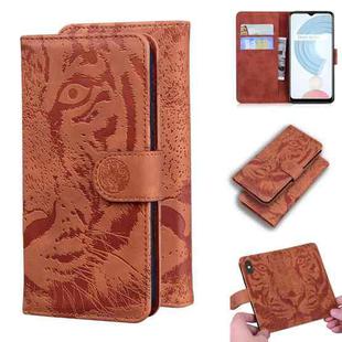 For OPPO Realme C21 Tiger Embossing Pattern Horizontal Flip Leather Case with Holder & Card Slots & Wallet(Brown)