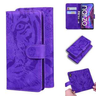 For OPPO Realme Narzo 30 Pro 5G Tiger Embossing Pattern Horizontal Flip Leather Case with Holder & Card Slots & Wallet(Purple)