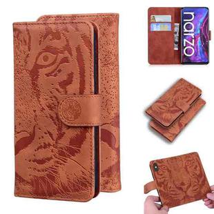 For OPPO Realme Narzo 30 Pro 5G Tiger Embossing Pattern Horizontal Flip Leather Case with Holder & Card Slots & Wallet(Brown)