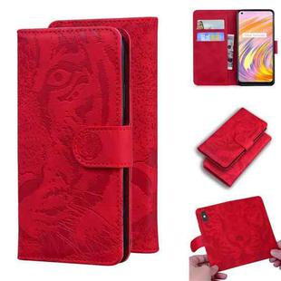 For OPPO Realme X7 (India) / Realme V15 Tiger Embossing Pattern Horizontal Flip Leather Case with Holder & Card Slots & Wallet(Red)
