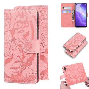 For OPPO Reno 5 4G / Reno 5 5G Tiger Embossing Pattern Horizontal Flip Leather Case with Holder & Card Slots & Wallet(Pink)