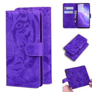 For OPPO Reno5 K / Find X3 Lite Tiger Embossing Pattern Horizontal Flip Leather Case with Holder & Card Slots & Wallet(Purple)