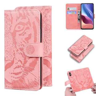 For Xiaomi Redmi K40 / K40 Pro / Poco F3 Tiger Embossing Pattern Horizontal Flip Leather Case with Holder & Card Slots & Wallet(Pink)