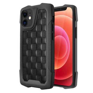 For iPhone 12 mini 3D Embossed PU + PC + TPU Skidproof Shockproof Case (Black)