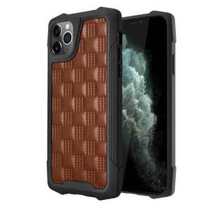 For iPhone 11 Pro Max 3D Embossed PU + PC + TPU Skidproof Shockproof Case (Brown)