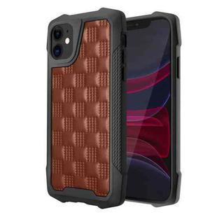 For iPhone 11 3D Embossed PU + PC + TPU Skidproof Shockproof Case (Brown)