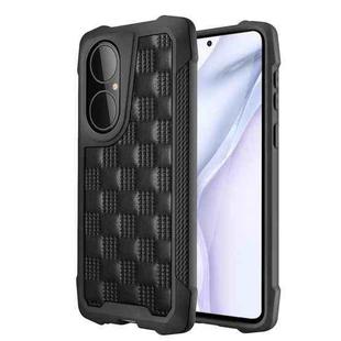 For Huawei P50 3D Embossed PU + PC + TPU Skidproof Shockproof Case(Black)