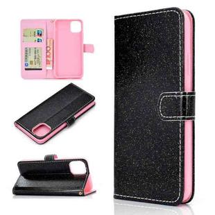 For Samsung Galaxy A22 5G Glitter Powder Horizontal Flip Leather Case with Card Slots & Holder & Photo Frame & Wallet(Black)