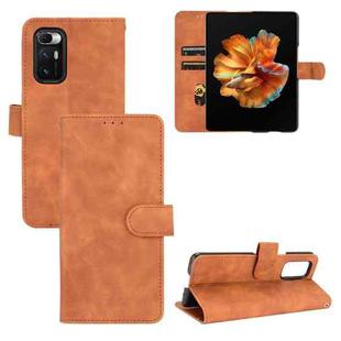 For Xiaomi Mi Mix Fold Solid Color Skin Feel Magnetic Buckle Horizontal Flip Calf Texture PU Leather Case with Holder & Card Slots & Wallet(Brown)