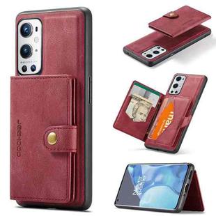 For OnePlus 9 Pro JEEHOOD Retro Magnetic Detachable Protective Case with Wallet & Card Slot & Holder(Red)