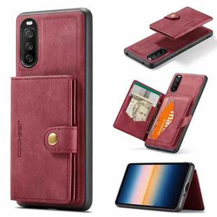 For Sony Xperia 10 III JEEHOOD Retro Magnetic Detachable Protective Case with Wallet & Card Slot & Holder(Red)