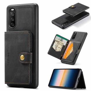 For Sony Xperia 10 III JEEHOOD Retro Magnetic Detachable Protective Case with Wallet & Card Slot & Holder(Black)