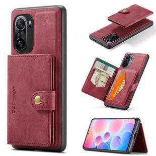 For Xiaomi Redmi K40 JEEHOOD Retro Magnetic Detachable Protective Case with Wallet & Card Slot & Holder(Red)