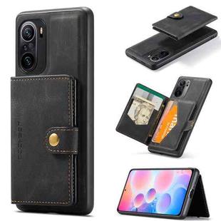 For Xiaomi Redmi K40 JEEHOOD Retro Magnetic Detachable Protective Case with Wallet & Card Slot & Holder(Black)