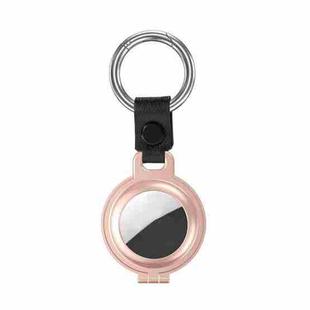 Shockproof Anti-scratch Aluminum Alloy Case Cover with Keychain Ring Loop For AirTag(Rose Gold)