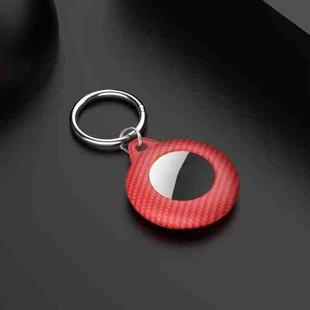 Shockproof Anti-scratch Carbon Fiber Protective Case Cover with Keychain Ring Loop For AirTag(Red)