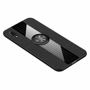 For Huawei Enjoy 9e XINLI Stitching Cloth Textue Shockproof TPU Protective Case with Ring Holder(Black)