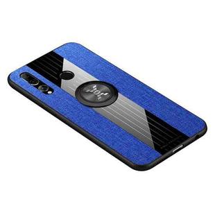 For Huawei Enjoy 9s XINLI Stitching Cloth Textue Shockproof TPU Protective Case with Ring Holder(Blue)