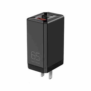 ROCK T49 65W Dual Type-C / USB-C + USB Super Si Travel Charger Power Adapter, CN Plug(Black)