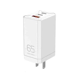 ROCK T49 65W Dual Type-C / USB-C + USB Super Si Travel Charger Power Adapter, CN Plug(White)