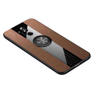 For Huawei Mate 20 Lite / Maimang 7 XINLI Stitching Cloth Textue Shockproof TPU Protective Case with Ring Holder(Brown)