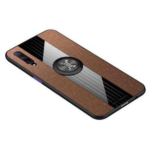 For Huawei Honor 9X Pro XINLI Stitching Cloth Textue Shockproof TPU Protective Case with Ring Holder(Brown)