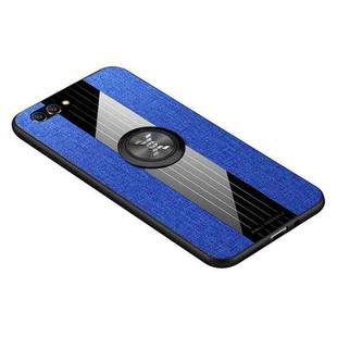 For Huawei Honor View 10 XINLI Stitching Cloth Textue Shockproof TPU Protective Case with Ring Holder(Blue)