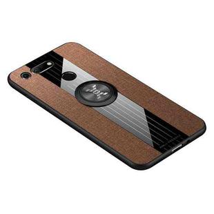 For Huawei Honor View 20 XINLI Stitching Cloth Textue Shockproof TPU Protective Case with Ring Holder(Brown)