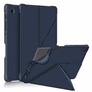 For Samsung Galaxy Tab A7 Lite 8.7 T220 / T225 Cloth Texture Multi-folding Horizontal Flip PU Leather Shockproof Case with Holder(Dark Blue)