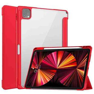 For iPad Pro 11 2022 / 2021 / 2020 / 2018 Three-folding Acrylic TPU + PU Leather Horizontal Flip Tablet Case with Holder & Pen Slot & Sleep / Wake-up Function(Red)