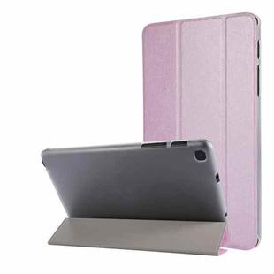 Silk Texture Three-fold Horizontal Flip Leather Case with Holder For Samsung Galaxy Tab A7 Lite 8.7 T220 / T225(Pink)