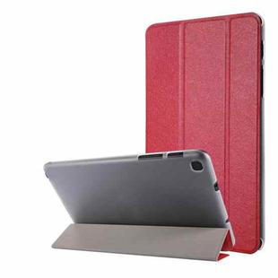 Silk Texture Three-fold Horizontal Flip Leather Case with Holder For Samsung Galaxy Tab A7 Lite 8.7 T220 / T225(Red)