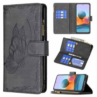 For Xiaomi Redmi Note 10 Pro Flying Butterfly Embossing Pattern Zipper Horizontal Flip Leather Case with Holder & Card Slots & Wallet(Black)