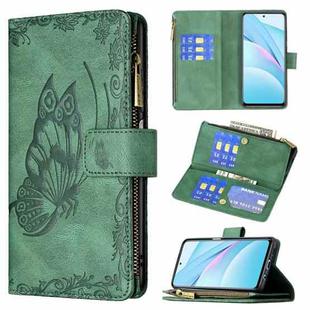 For Xiaomi Mi 10T Lite 5G Flying Butterfly Embossing Pattern Zipper Horizontal Flip Leather Case with Holder & Card Slots & Wallet(Green)