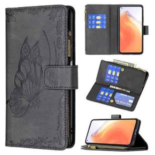 For Xiaomi Mi 10T Pro 5G Flying Butterfly Embossing Pattern Zipper Horizontal Flip Leather Case with Holder & Card Slots & Wallet(Black)